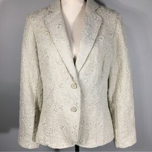 2/$35 Coldwater Creek Beautiful Embroidered linen Blazer Women’s PL Elegant